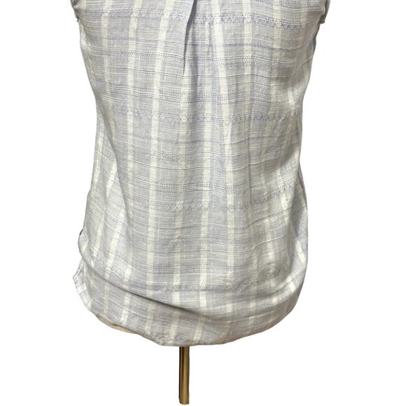 Harper Draped Blouse High-Low Hemline Stripe Pattern Sleeveless Blue/White XXS - Picture 6 of 8